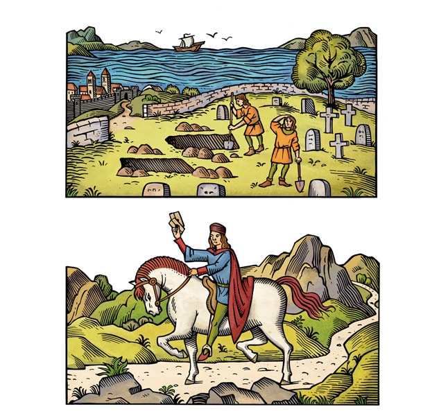 fred-van-deelen-scraperboard-illustration-medieval
